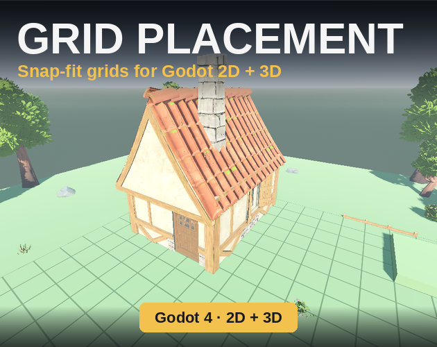 itch.io cover — finished v5 timber-gable house with title lockup and warm CTA pill