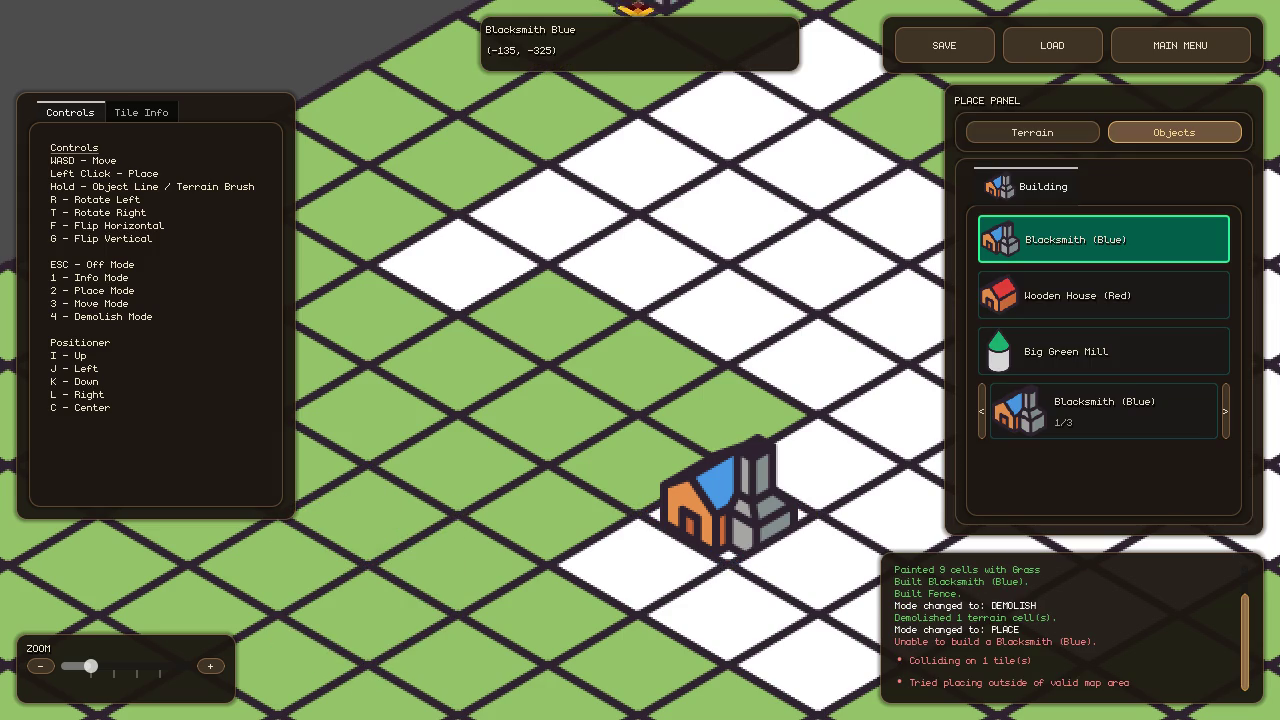 Screenshot — isometric blacksmith placement